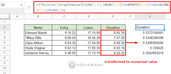 creating a virtual duration column with number values